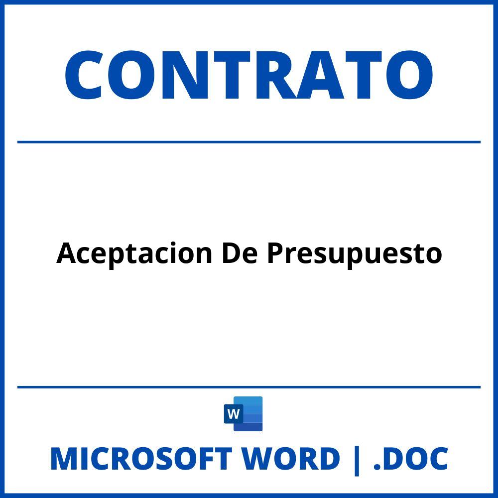 Contrato Aceptacion De Presupuesto