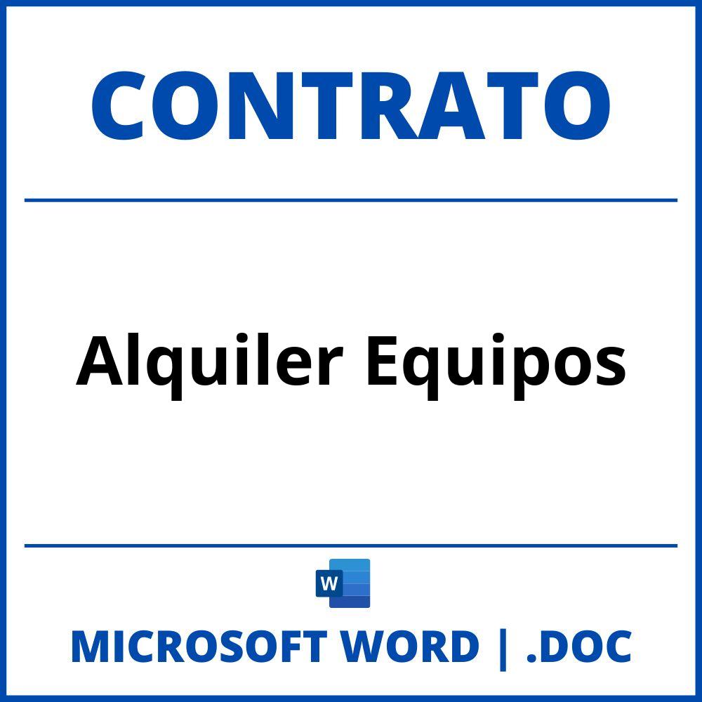 Contrato De Alquiler De Equipos