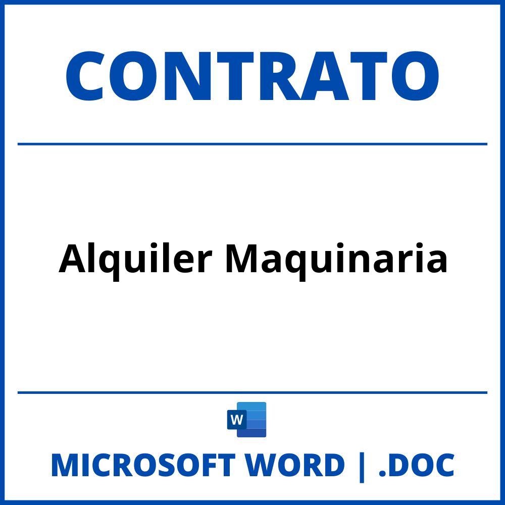 Contrato Alquiler Maquinaria