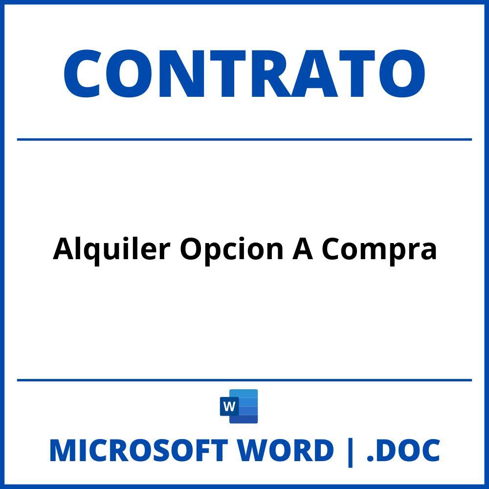 Contrato Alquiler Opcion A Compra