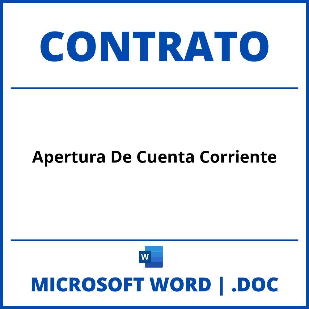 Contrato De Apertura De Cuenta Corriente