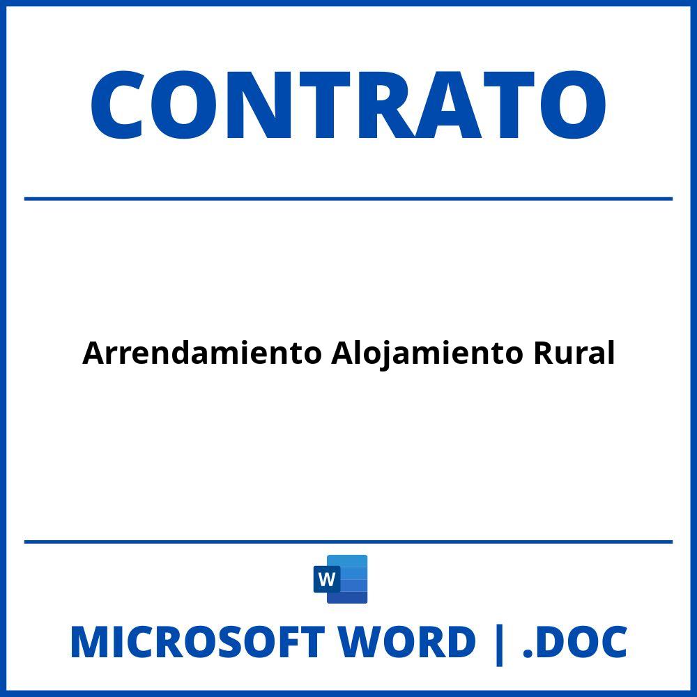 Contrato De Arrendamiento Alojamiento Rural