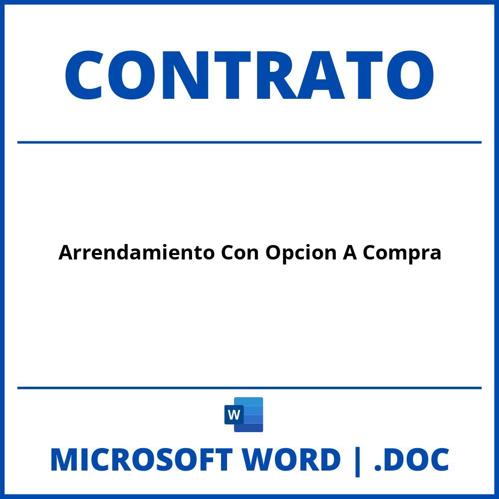 Contrato De Arrendamiento Con Opcion A Compra