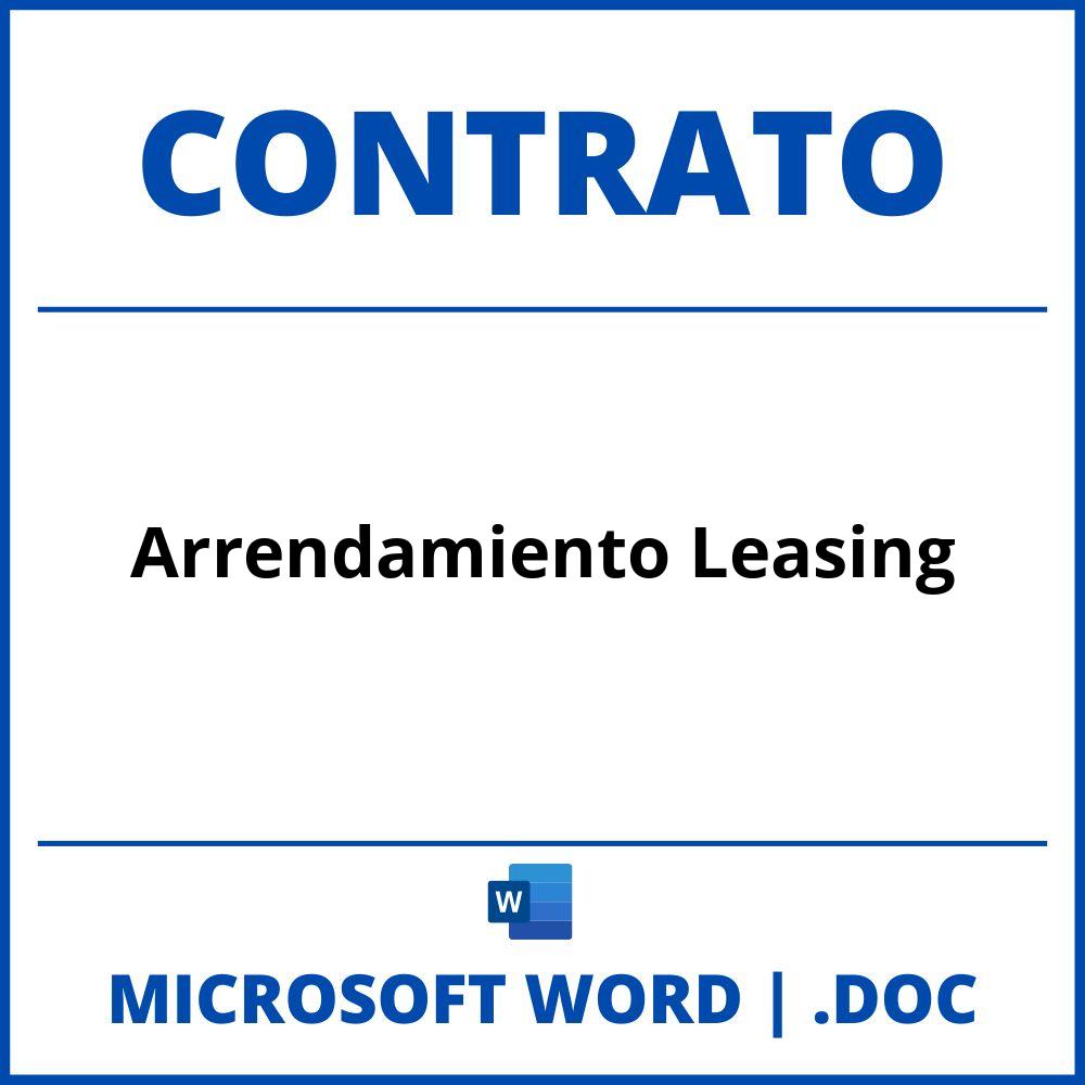 Contrato De Arrendamiento Leasing