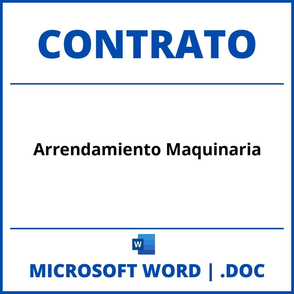 Contrato De Arrendamiento De Maquinaria