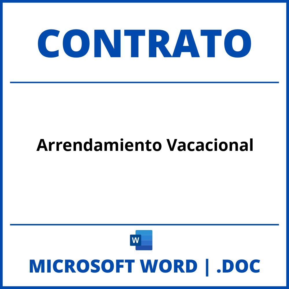 Contrato De Arrendamiento Vacacional