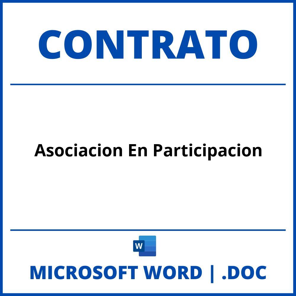 Contrato Asociacion En Participacion