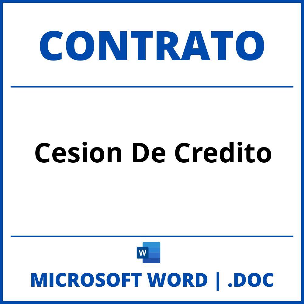 Contrato Cesion De Credito