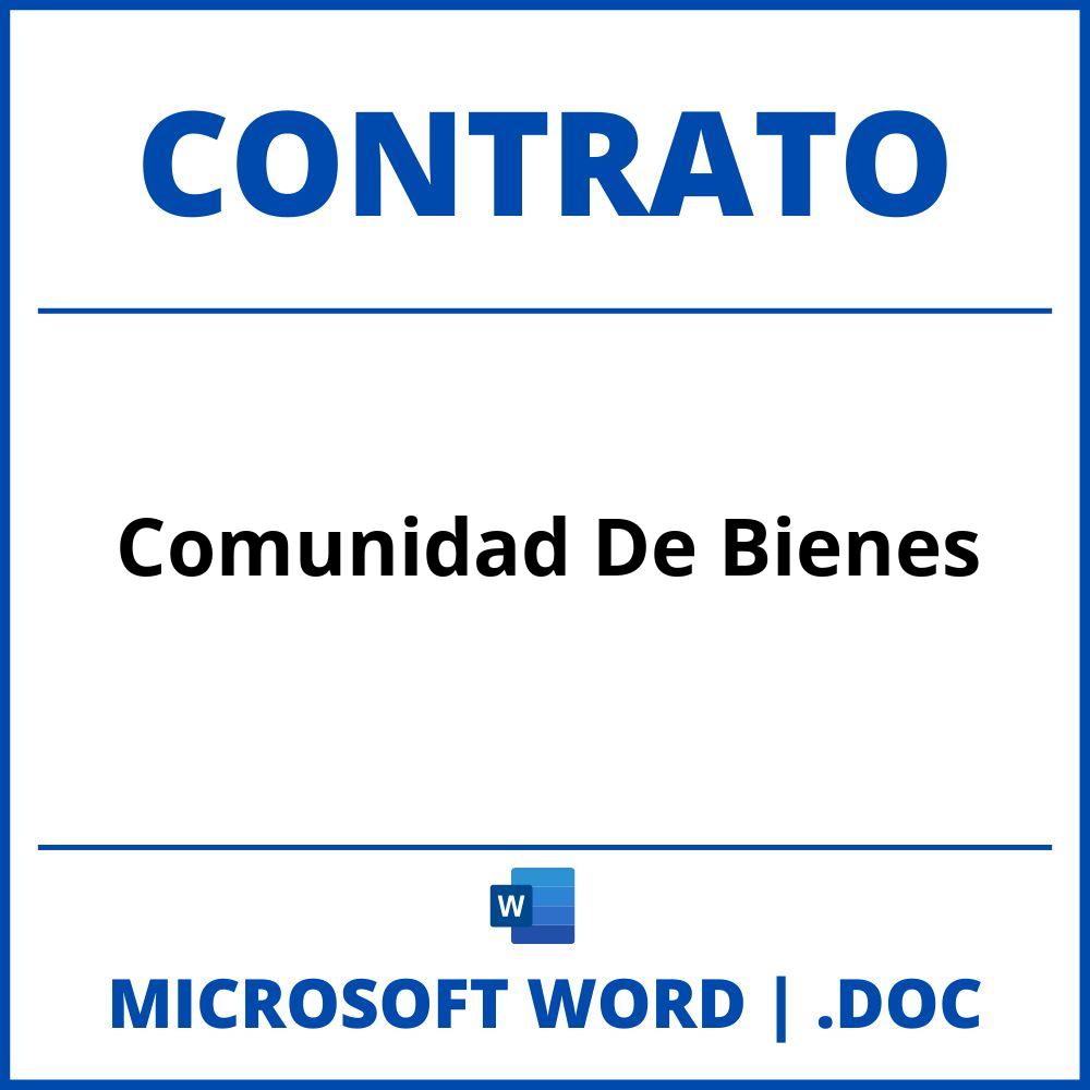 Contrato Comunidad De Bienes