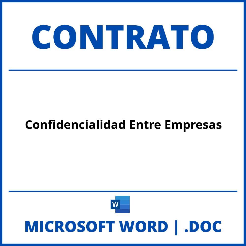 Contrato De Confidencialidad Entre Empresas