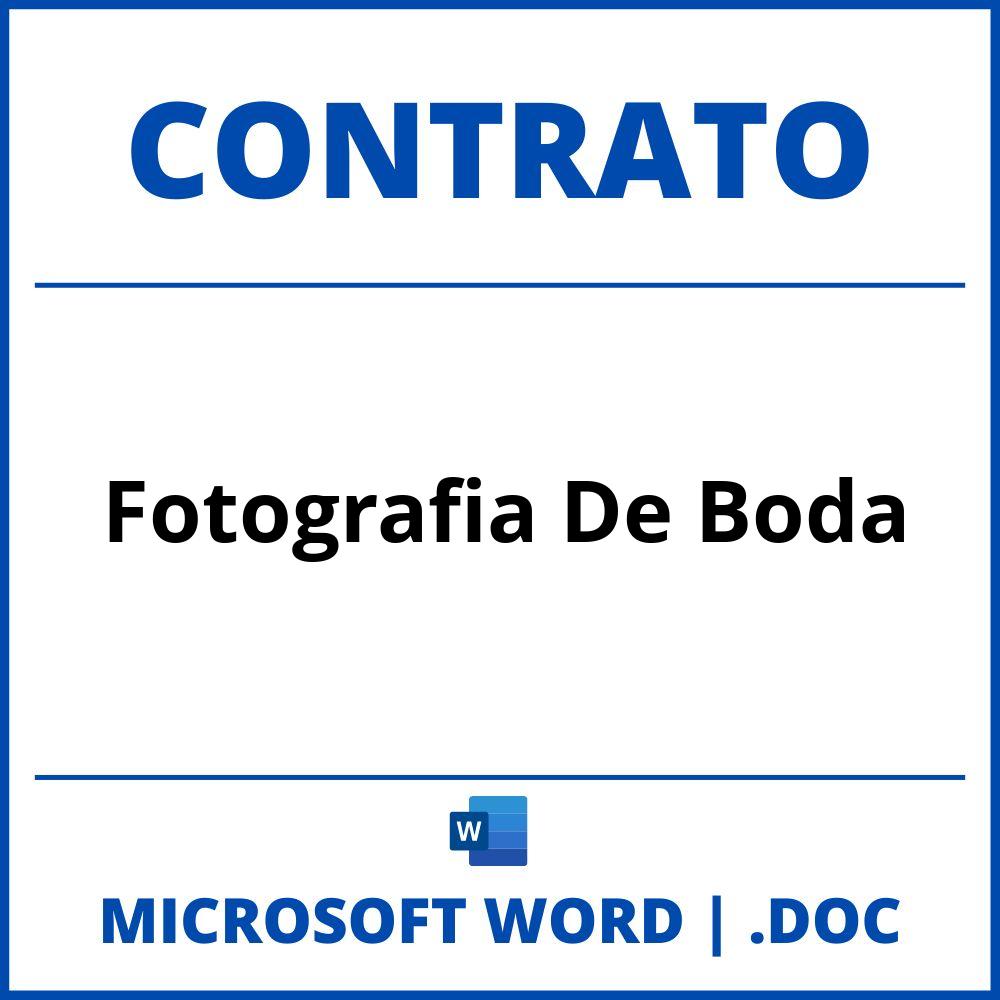 Contrato De Fotografia De Boda