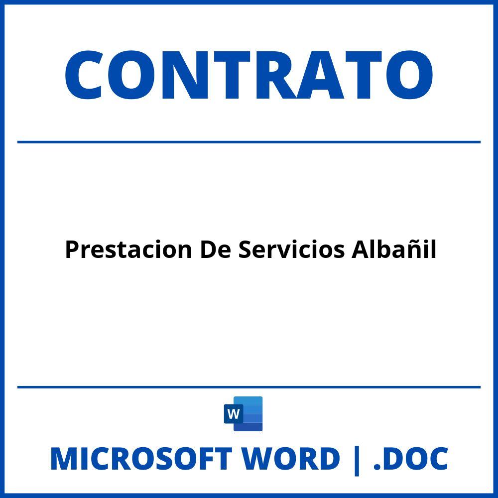 ▷ Contrato Prestacion De Servicios Albañil en WORD