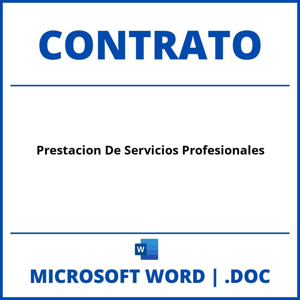 Contrato De Prestacion De Servicios Profesionales