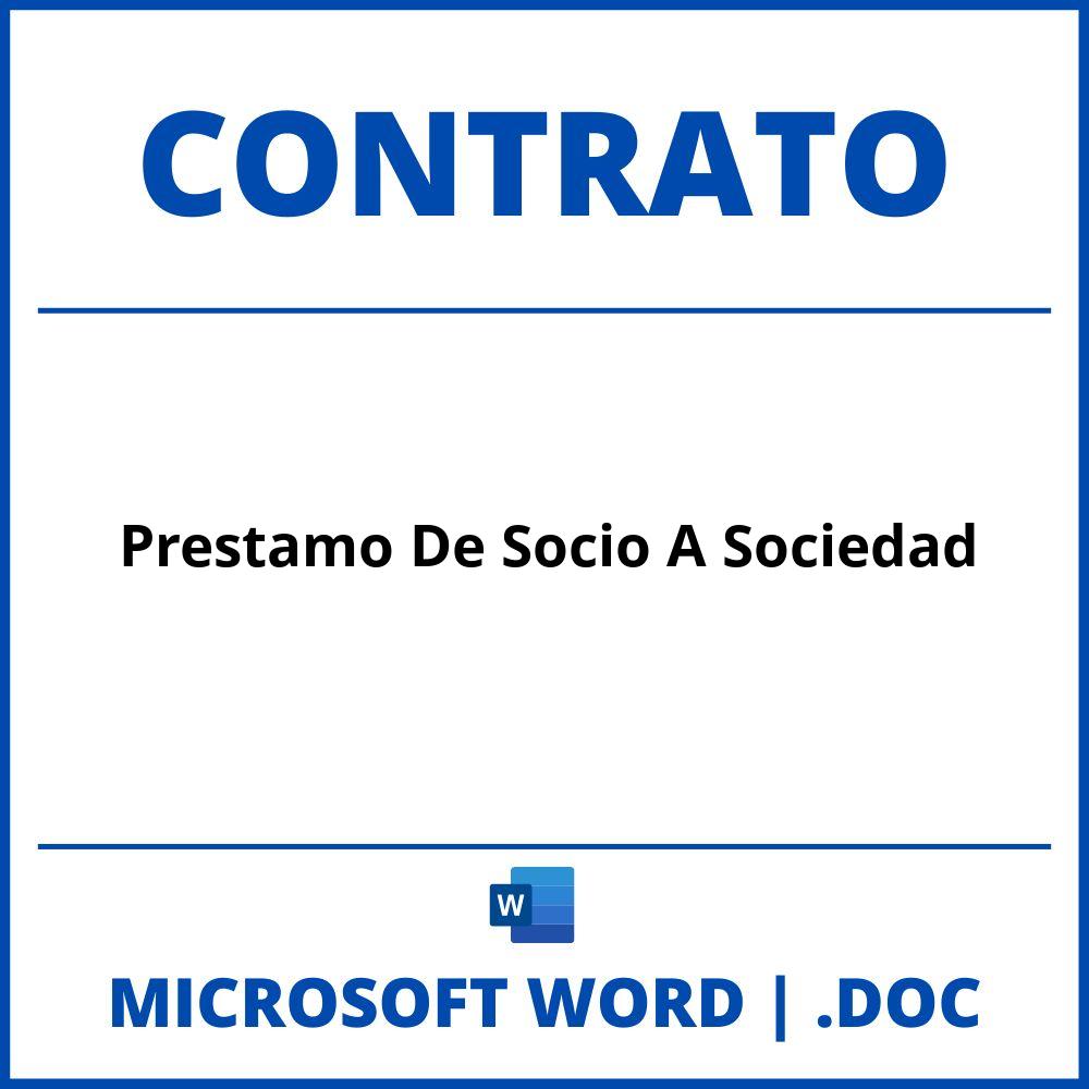 Contrato De Prestamo De Socio A Sociedad