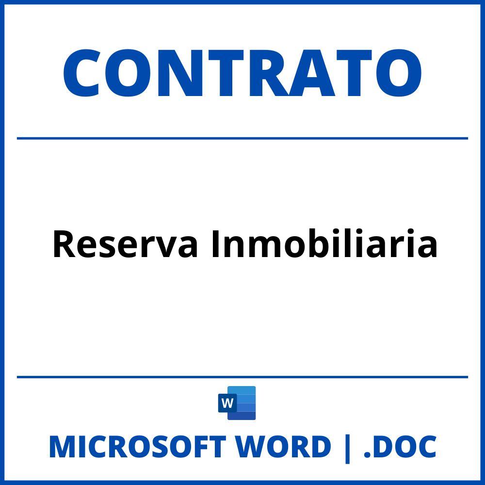 Contrato De Reserva Inmobiliaria