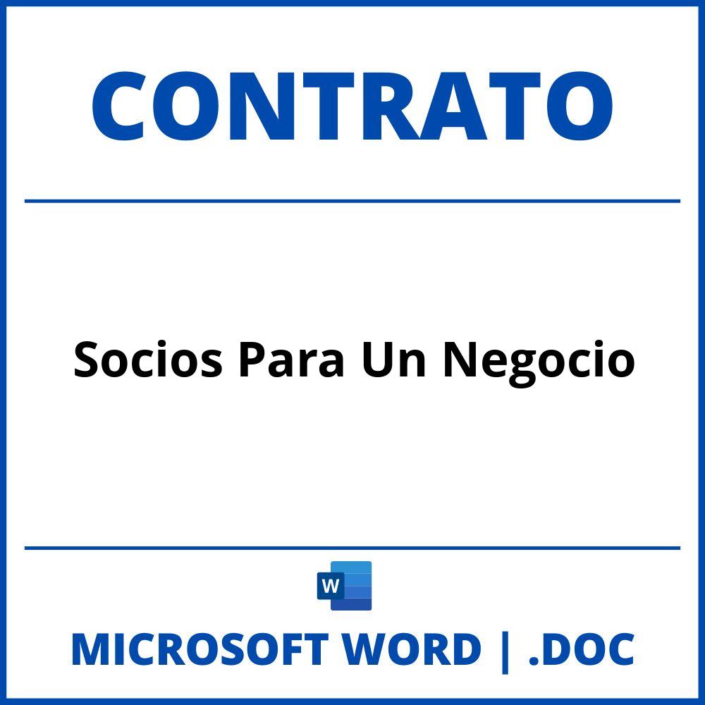 Contrato De Socios Para Un Negocio