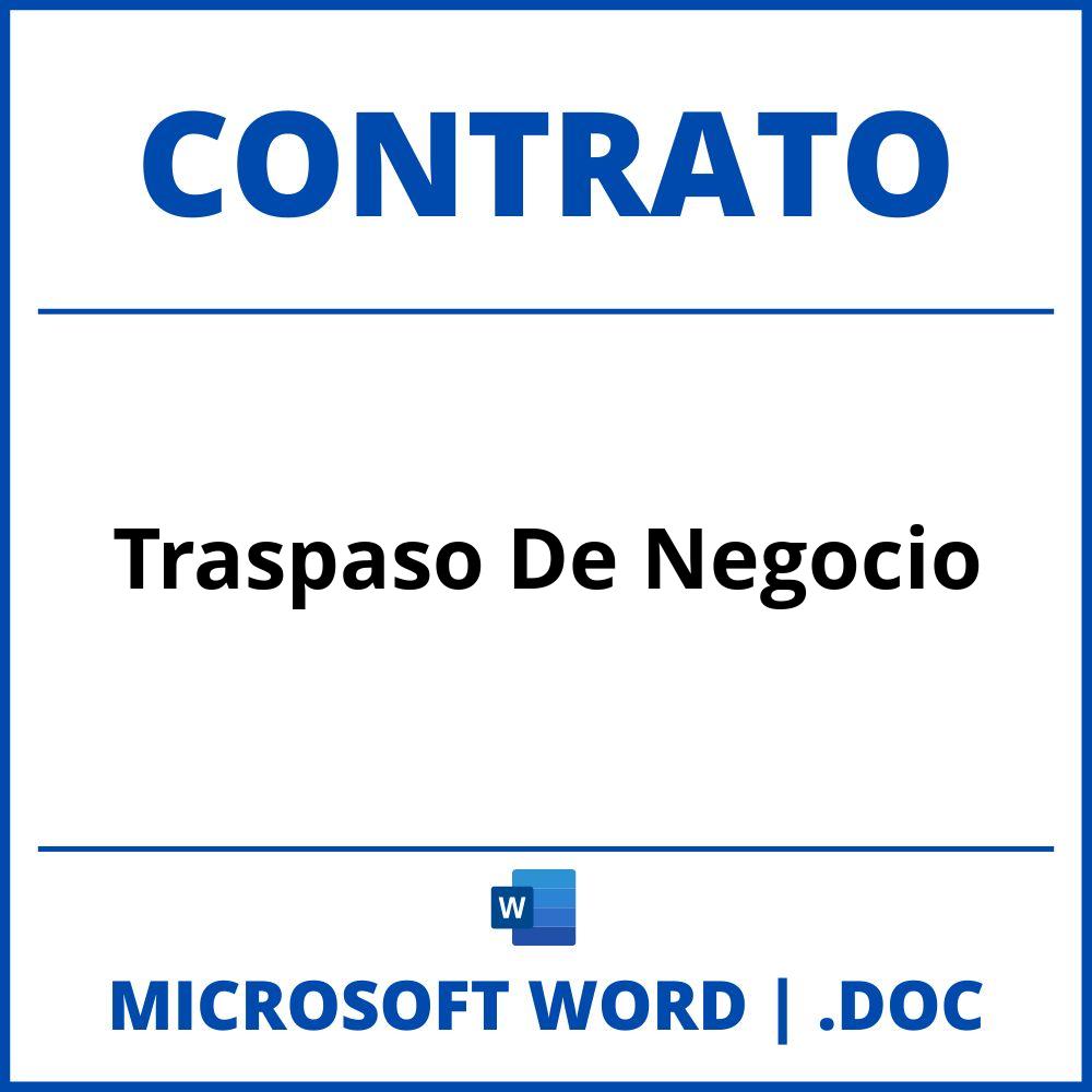 Contrato De Traspaso De Negocio En Formato Word 9961