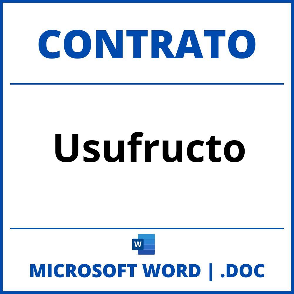 Contrato De Usufructo